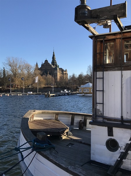 altes Schiff im Hafen von Stockholm